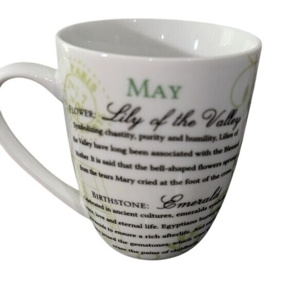 May Lily Of The Valley Birthstone Emerald Ceramic Mug By Giftcraft - Picture 1 of 7